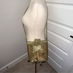 Cappelli Straworld Palm Tree Embroidered Straw Crossbody Purse Bag